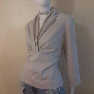 NWT ECCOCI Oatmeal 3/4 Sleeve V-Neck Blouse